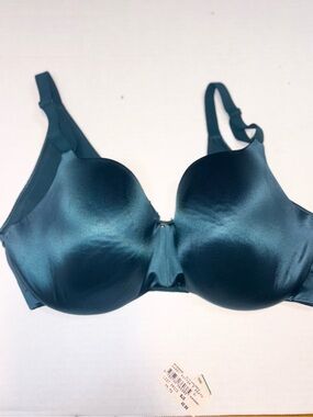 Cacique Shiny Teal Full-Coverage Satin Bra 38f